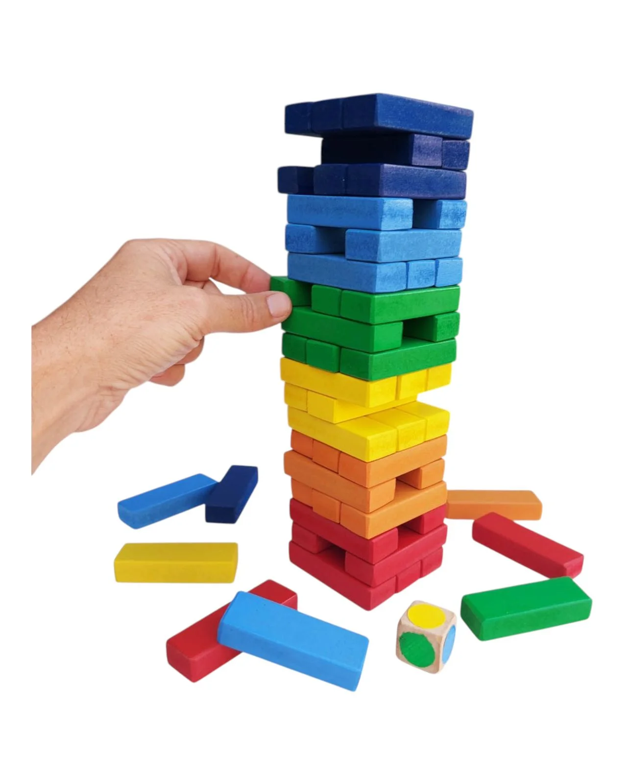 Tembleque de madera colorida